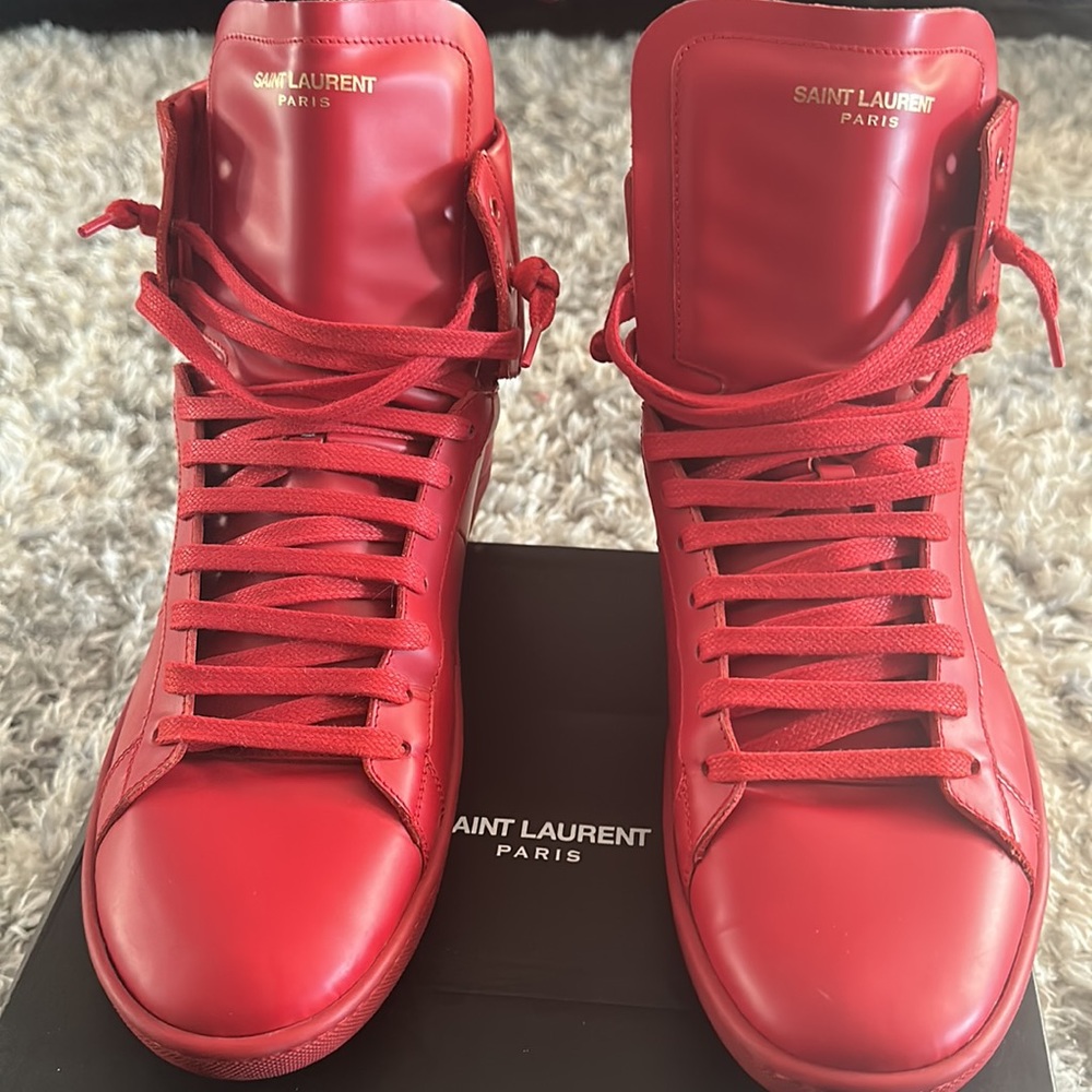 Saint Laurent Red High Top Sneaker